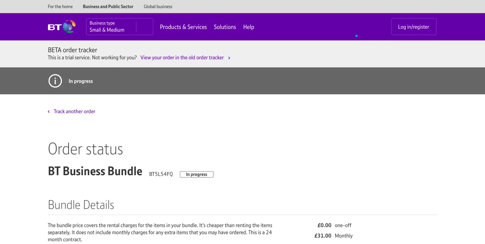 BT Business - Order Tracker